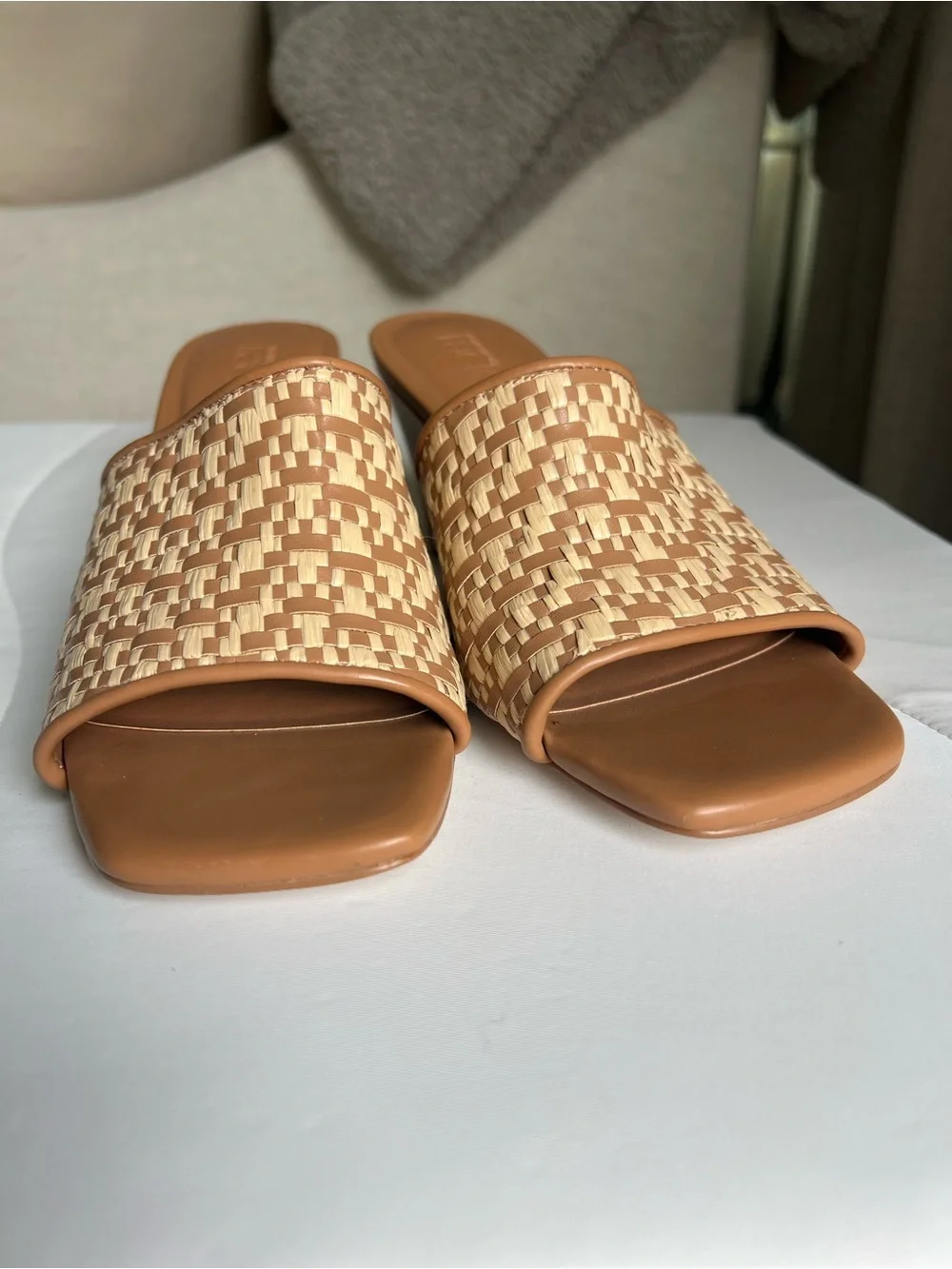 Nordstrom Rack Woven Slide Wedge Sandals - Tan size 8